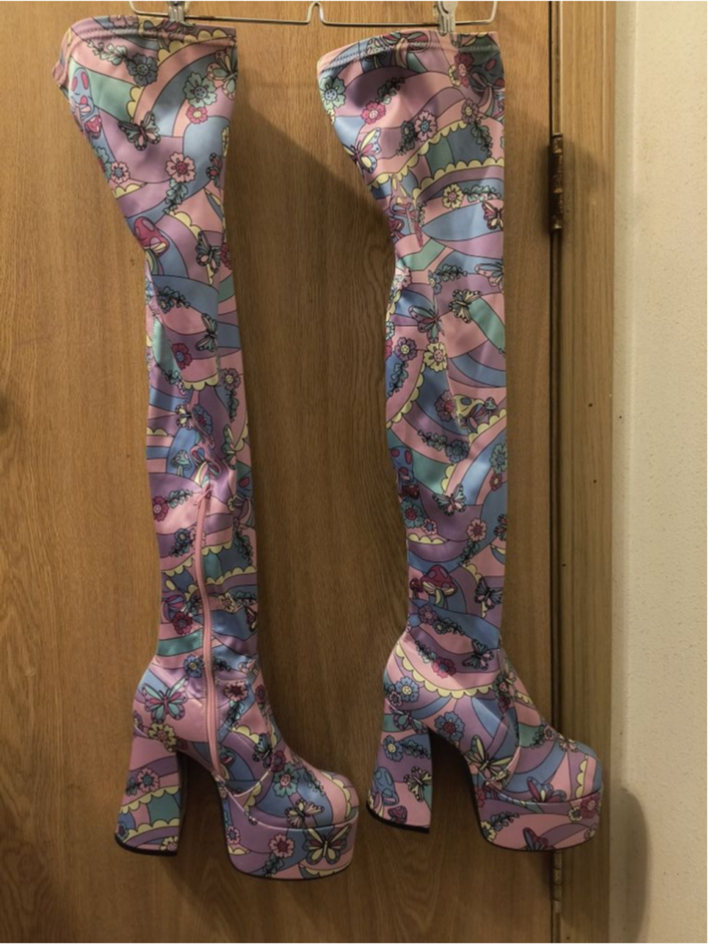 Dolls Kill Current Mood Psychedelic Fairytale Double Stack Platform Boots Size 9